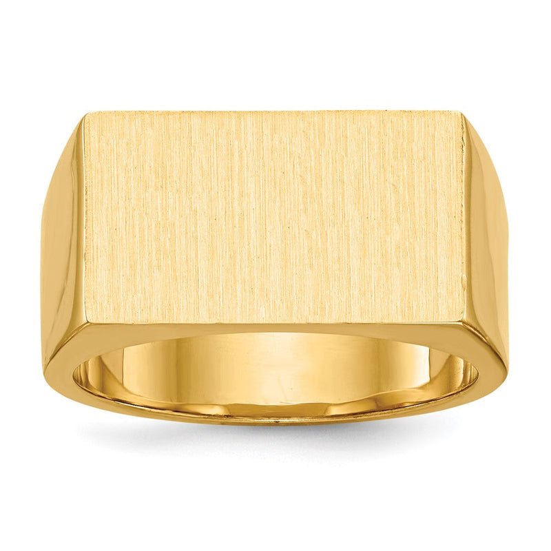 14K Gelbgold 10,5x18,0mm Siegelring für Herren mit geschlossener Fassung