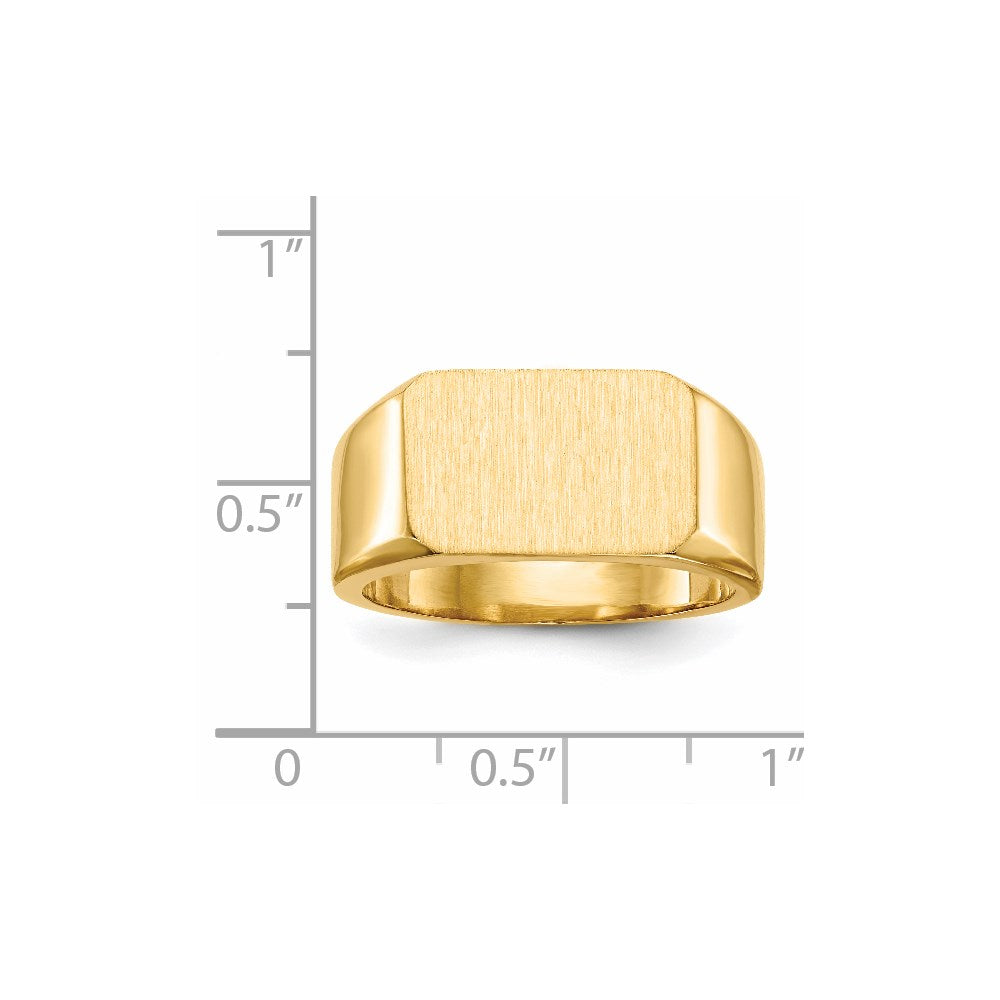 14K Gelbgold Herren-Siegelring mit geschlossener Fassung, 10,0x15,0mm