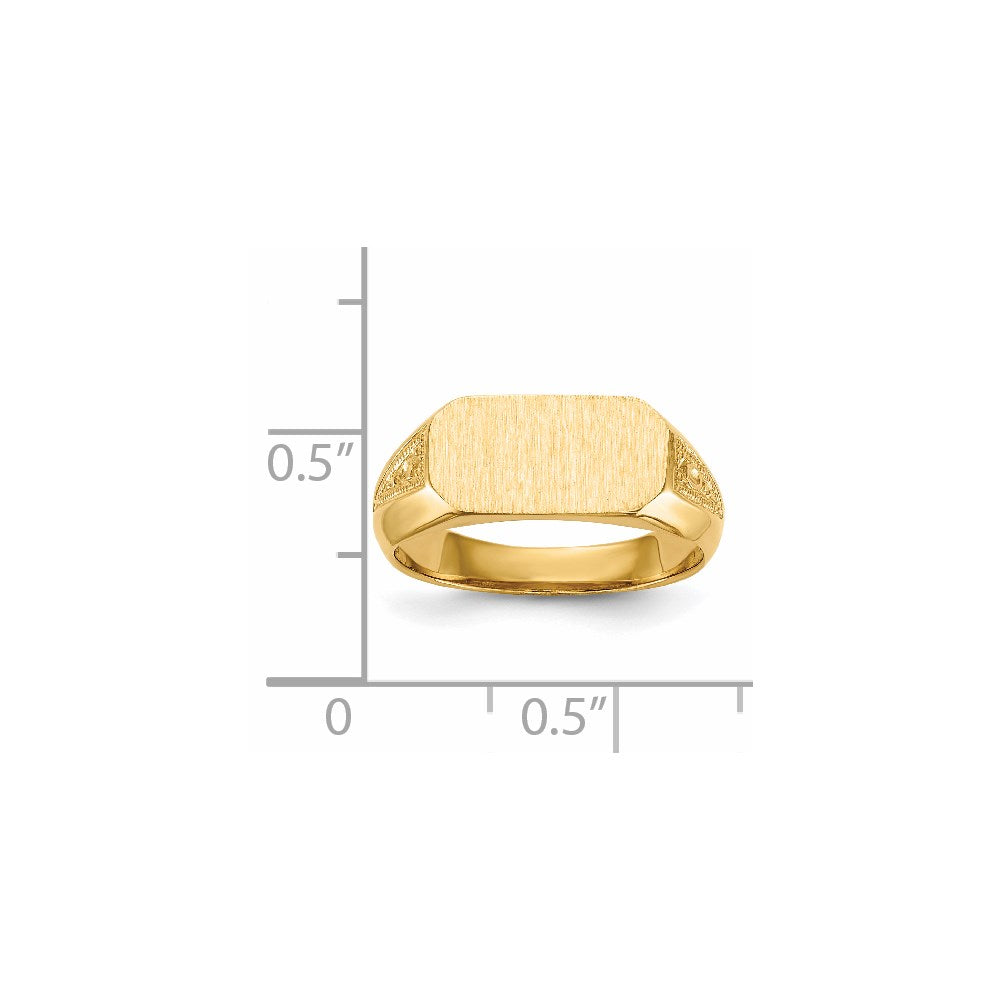 14K Gelbgold Siegelring mit offener Rückseite, 6,0x12,0 mm