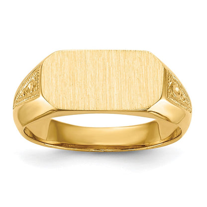 14K Gelbgold Siegelring mit offener Rückseite, 6,0x12,0 mm