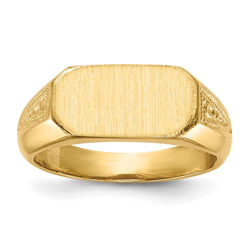 14K Gelbgold Siegelring mit geschlossener Rückseite, 6,0 x 12,0 mm