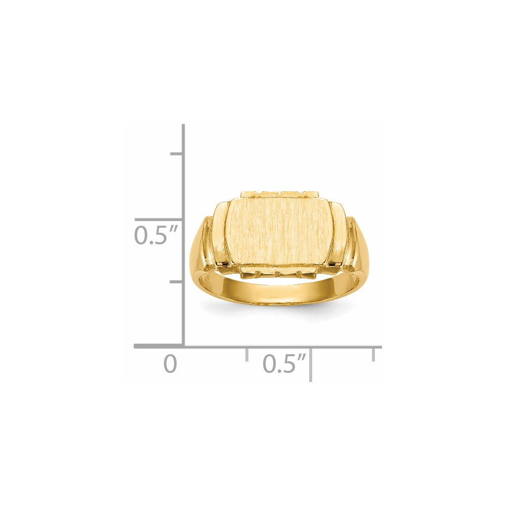 14K Gelbgold Siegelring mit geschlossener Fassung, 7,5x11,0 mm