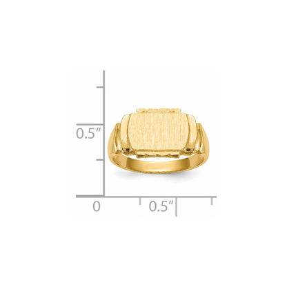 14K Gelbgold Siegelring mit geschlossener Fassung, 7,5x11,0 mm