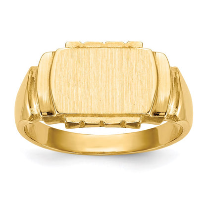 14K Gelbgold Siegelring mit geschlossener Fassung, 7,5x11,0 mm