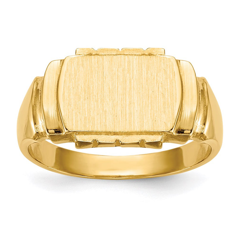 14K Gelbgold Siegelring mit geschlossener Fassung, 7,5x11,0 mm