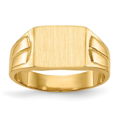 14K Gelbgold Siegelring mit geschlossener Fassung, 7,5 x 9,0 mm