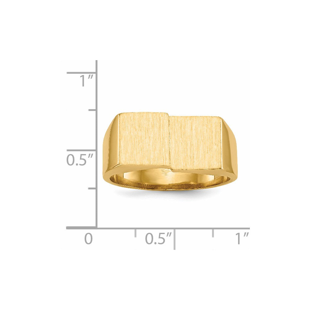 14K Gelbgold Herren-Siegelring mit offener Rückseite, 10,0x17,0mm