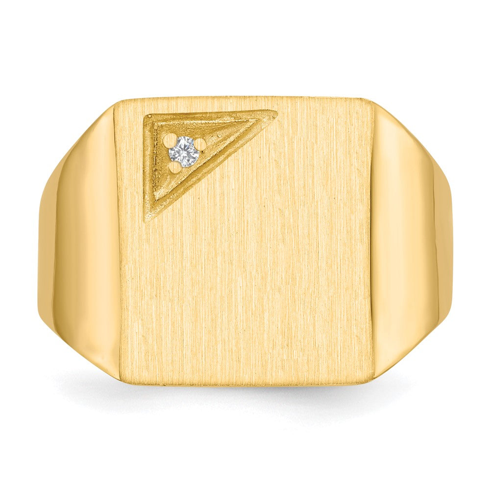 14K Gelbgold Herren-Siegelring mit 14,0 x 13,0 mm echtem Diamant AA, geschlossene Fassung