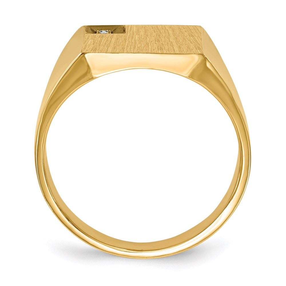 14K Gelbgold 12,0x12,5mm Herren-Siegelring mit geschlossener Fassung und echtem VS-Diamanten