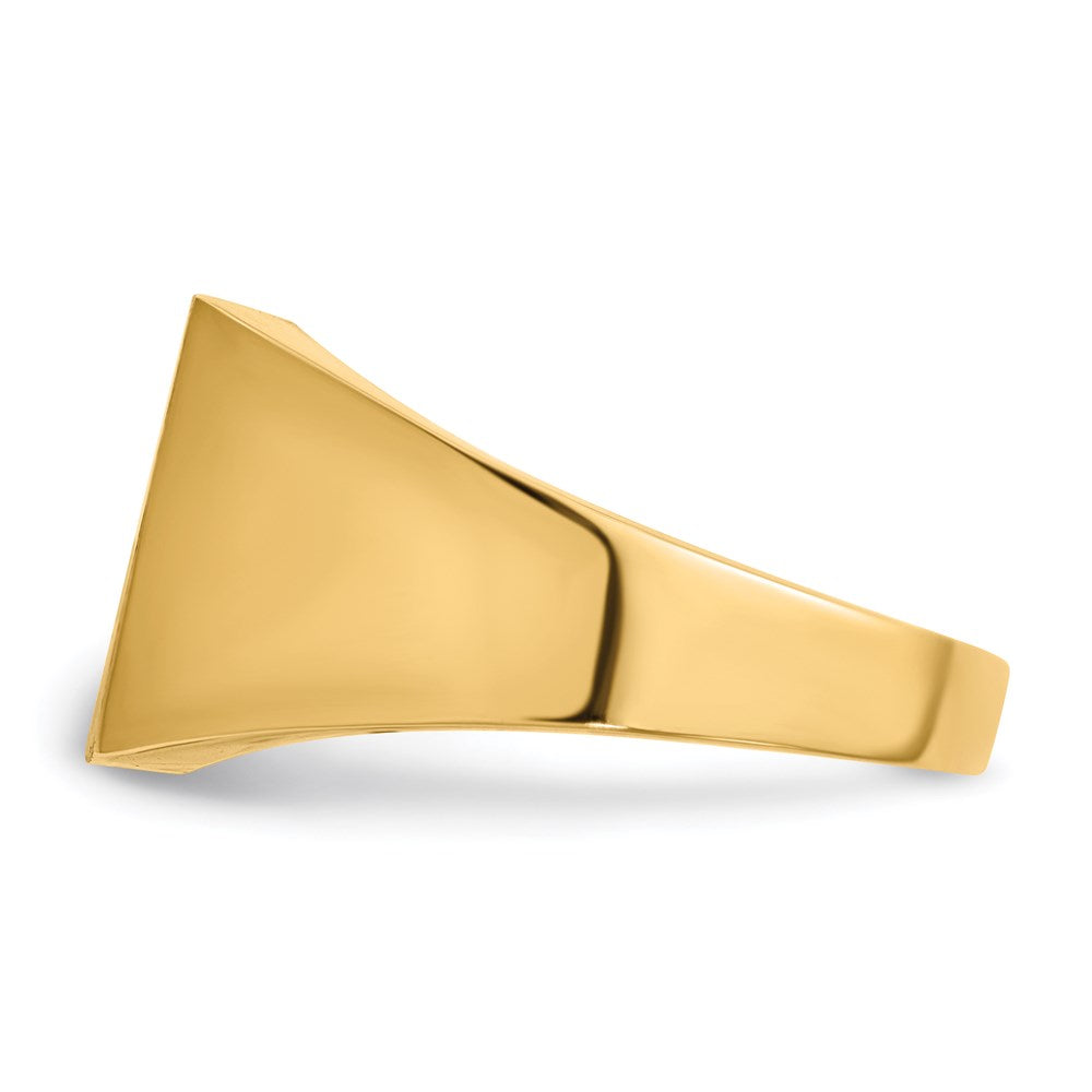 14K Gelbgold 12,0x12,5mm Herren-Siegelring mit geschlossener Fassung und echtem VS-Diamanten