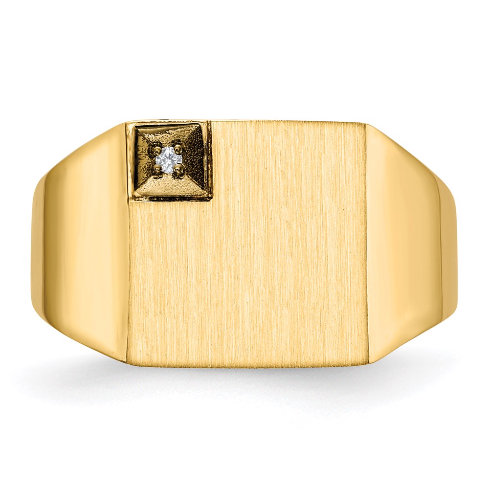 14K Gelbgold 12,0x12,5mm Herren-Siegelring mit geschlossener Fassung und echtem VS-Diamanten