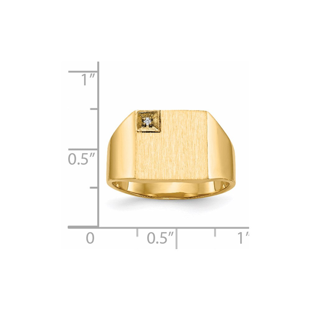 14K Gelbgold 12,0x12,5mm Herren-Siegelring mit geschlossener Fassung und echtem VS-Diamanten