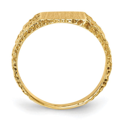 14K Gelbgold Siegelring mit offener Fassung, 7,0x8,0mm