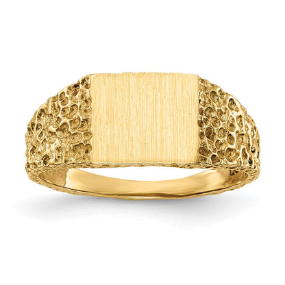 14K Gelbgold Siegelring mit offener Fassung, 7,0x8,0mm