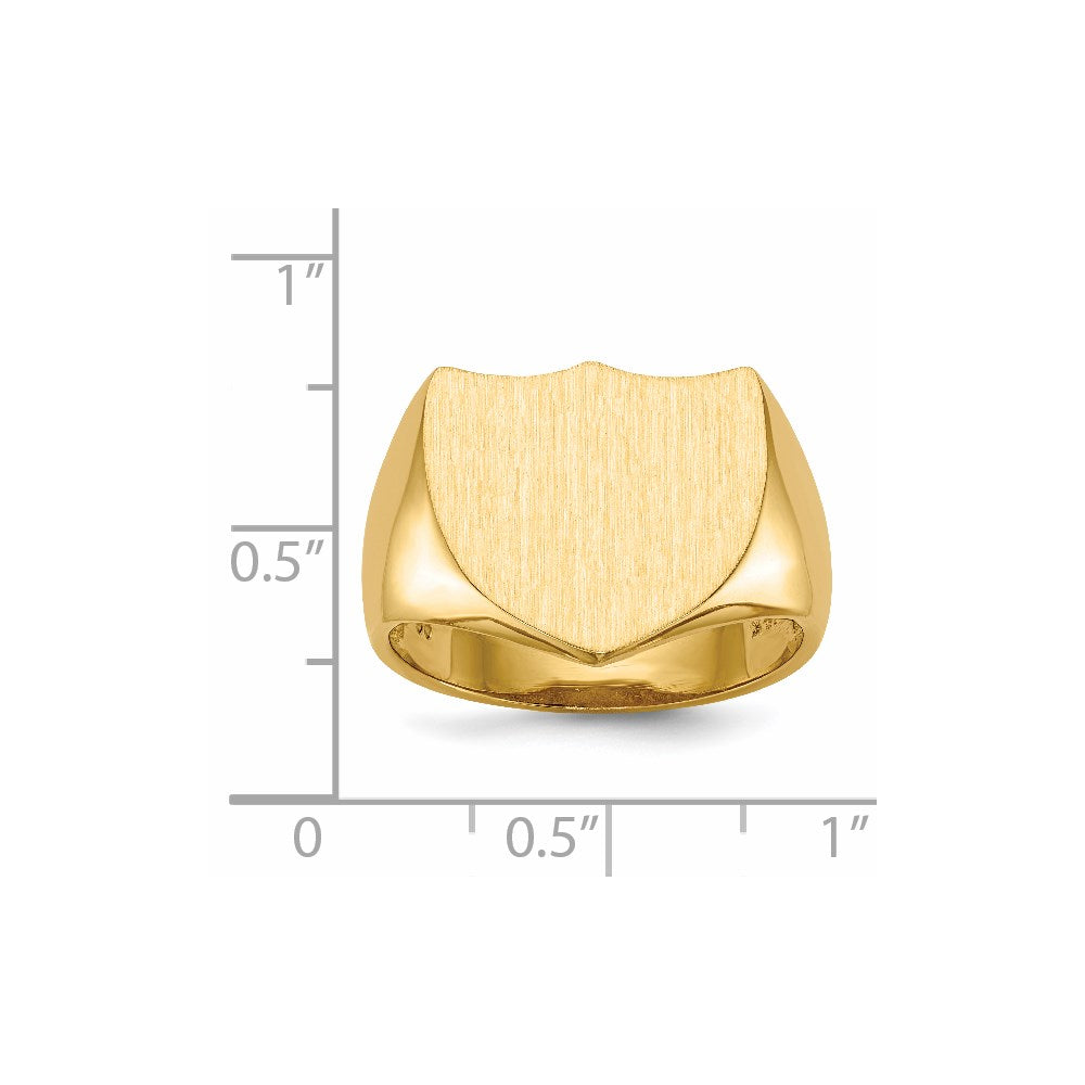 14K Gelbgold 14,5x17,0mm Herren-Siegelring mit offener Rückseite