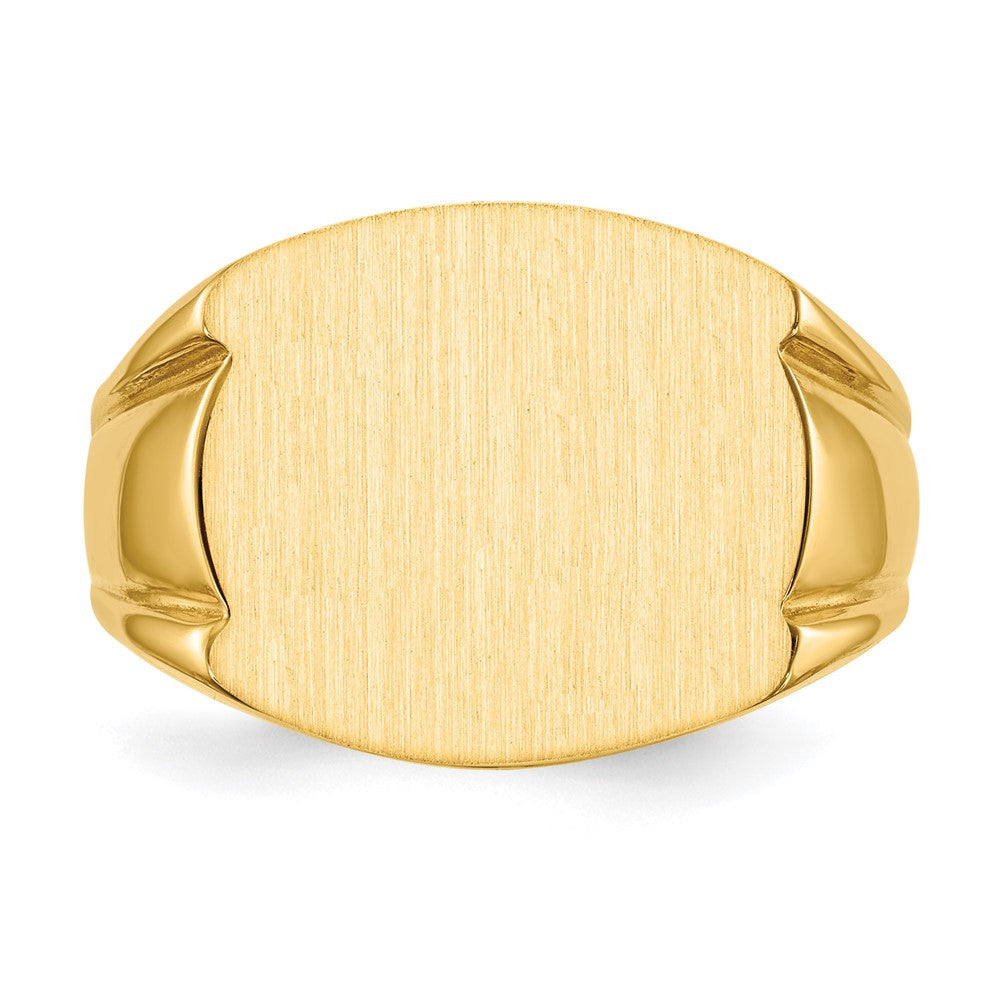 14K Gelbgold Herren-Siegelring mit geschlossener Fassung, 15,0x16,5mm