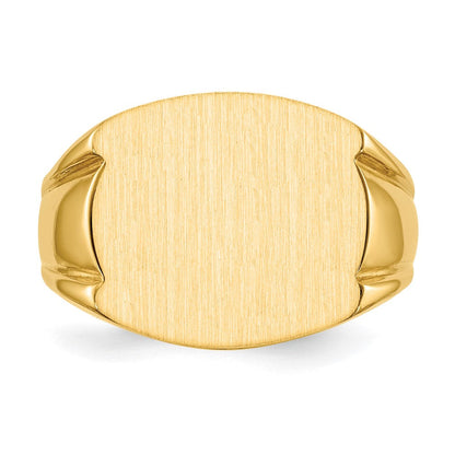 14K Gelbgold Herren-Siegelring mit geschlossener Fassung, 15,0x16,5mm