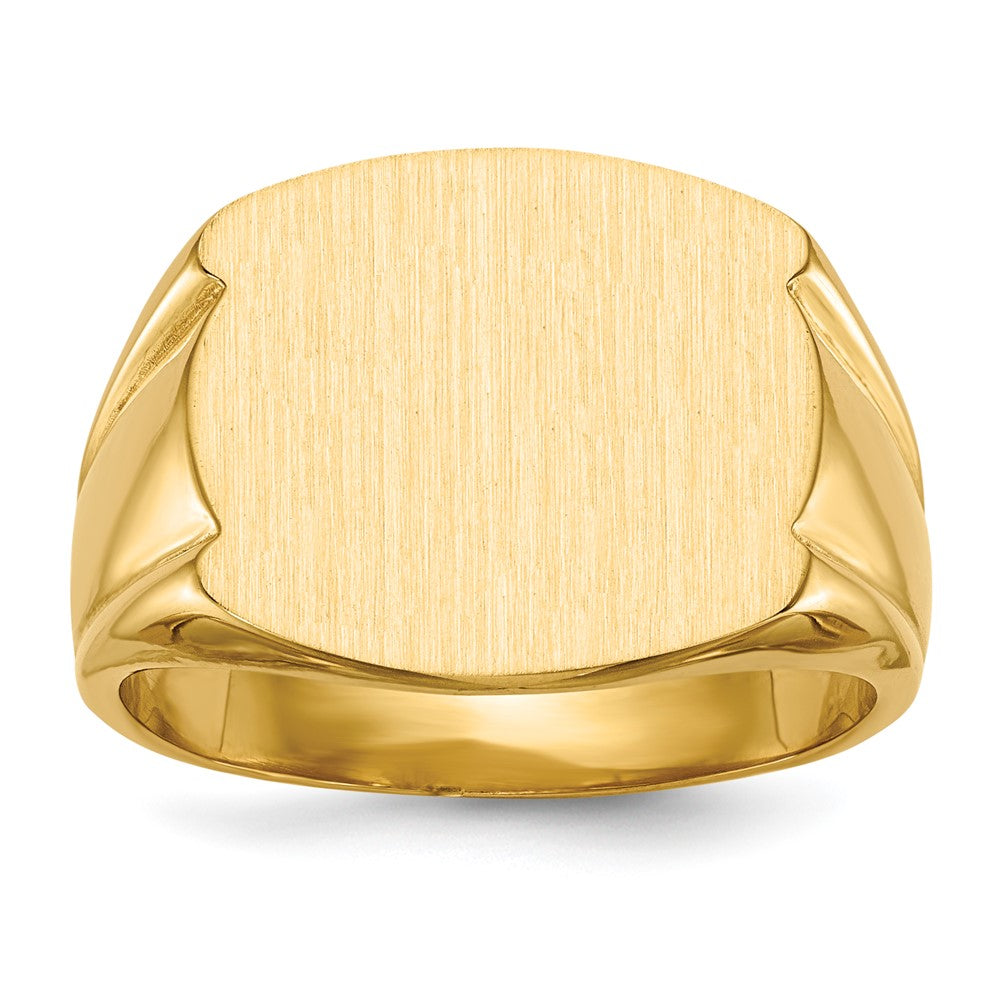 14K Gelbgold Herren-Siegelring mit geschlossener Fassung, 15,0x16,5mm