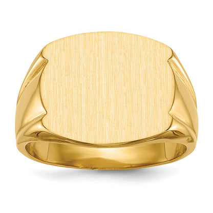 14K Gelbgold Herren-Siegelring mit geschlossener Fassung, 15,0x16,5mm