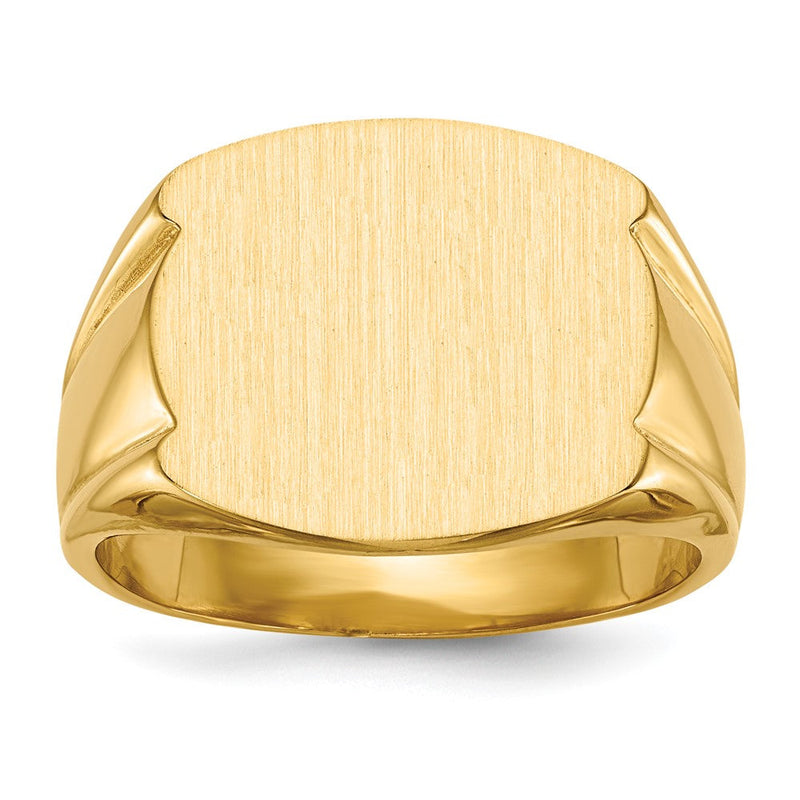 14K Gelbgold Herren-Siegelring mit geschlossener Fassung, 15,0x16,5mm