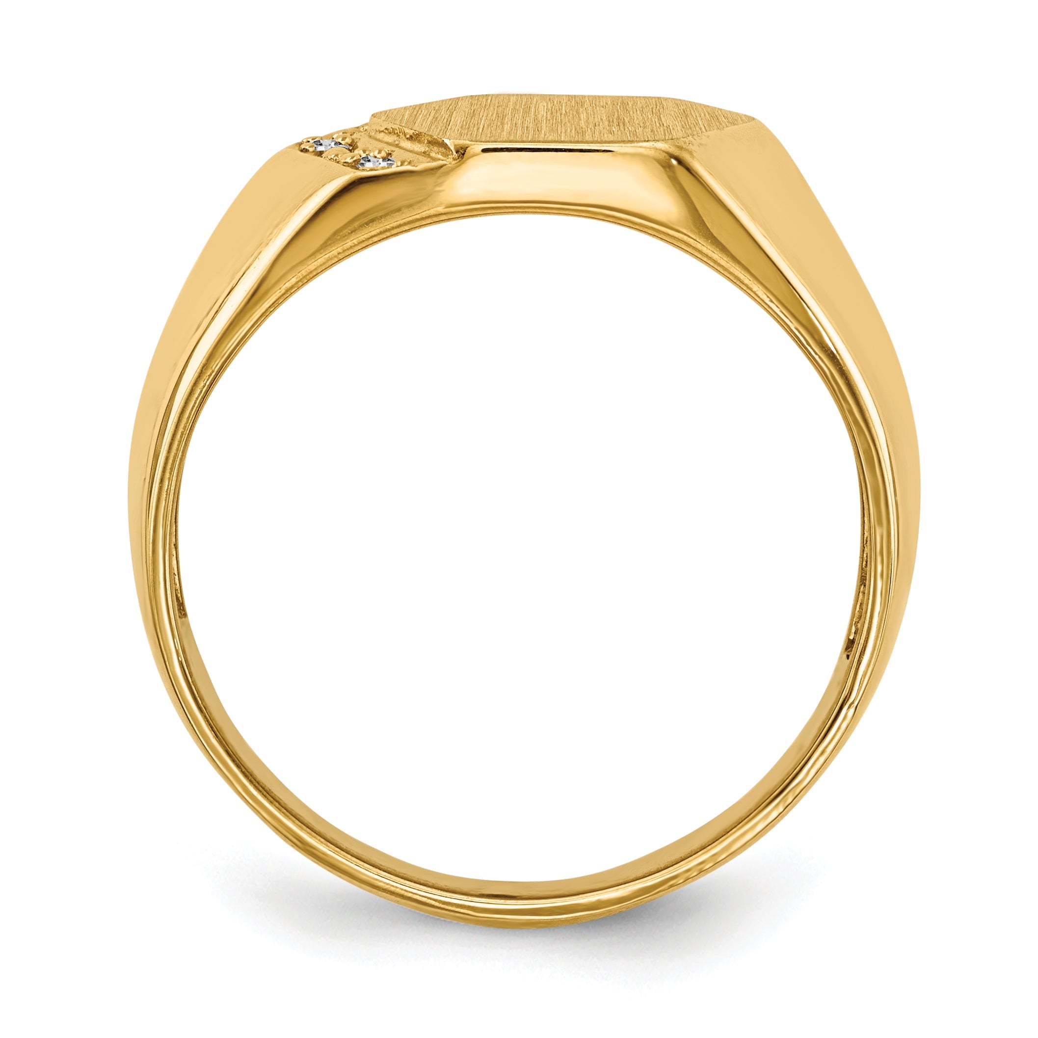 14K Gelbgold 11.5x11.5mm Offen Rückseite Vs Diamant Herren Siegel Ring