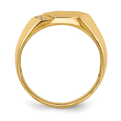 14K Gelbgold 11,5x11,5mm Herren-Siegelring mit offener Fassung und echtem Diamant