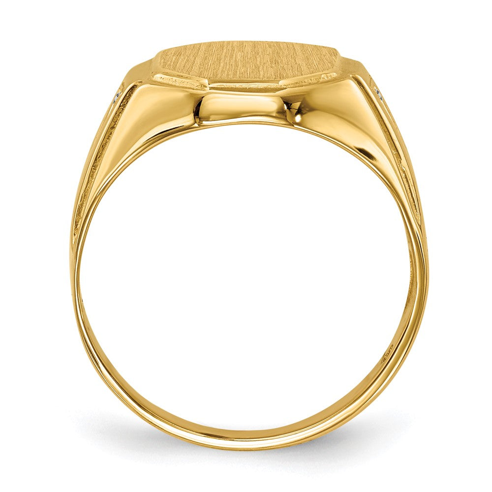 14K Gelbgold 12.5x11.5mm Offen Rückseite Aaa Diamant Herren Siegel Ring