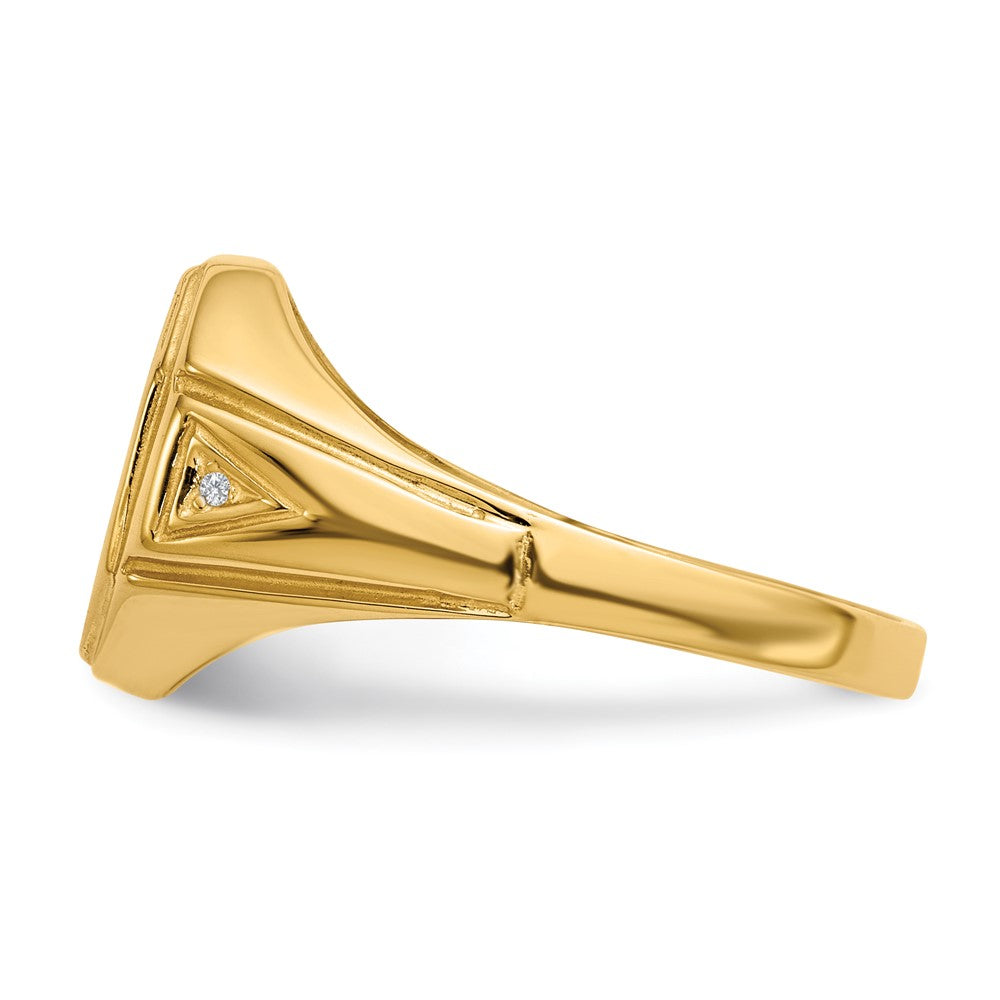 14K Gelbgold 12.5x11.5mm Offen Rückseite Aa Diamant Herren Siegel Ring