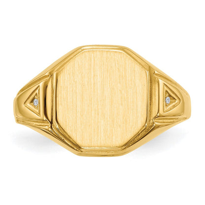 14K Gelbgold 12,5x11,5mm Herren-Siegelring mit VS natürlichem Diamant, offene Fassung