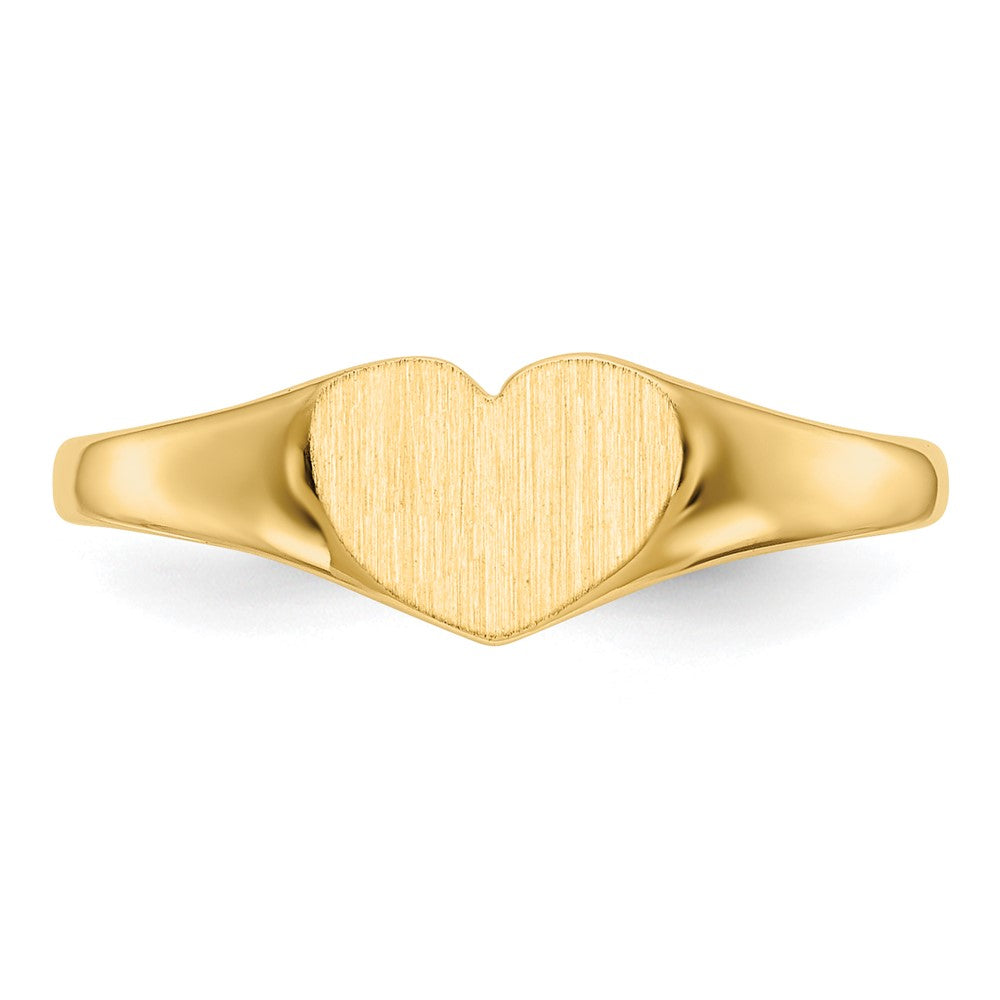 14K Gelbgold Siegelring mit geschlossenem Boden, herzförmig, 6,0x7,5mm