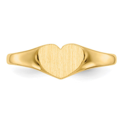 14K Gelbgold Siegelring mit geschlossenem Boden, herzförmig, 6,0x7,5mm