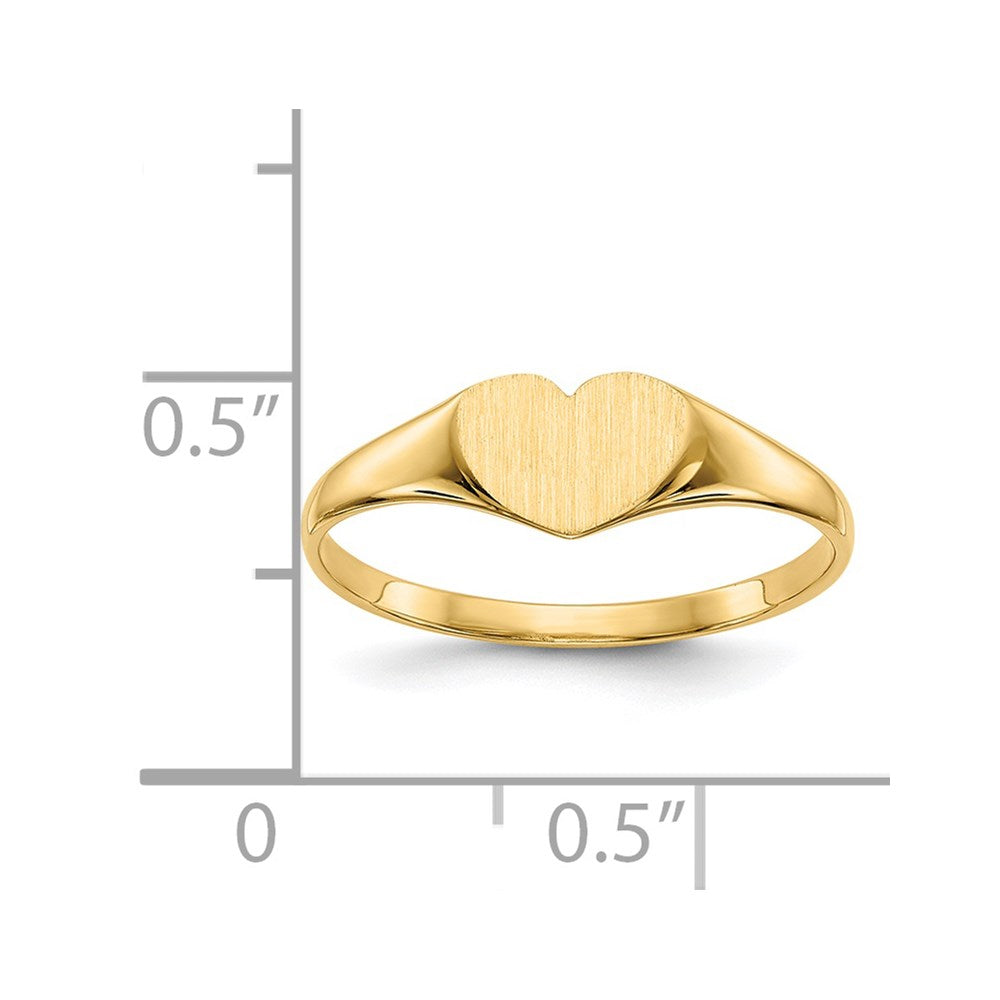 14K Gelbgold Siegelring mit geschlossenem Boden, herzförmig, 6,0x7,5mm