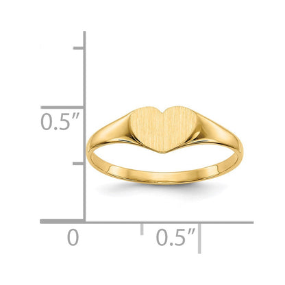 14K Gelbgold Siegelring mit geschlossenem Boden, herzförmig, 6,0x7,5mm