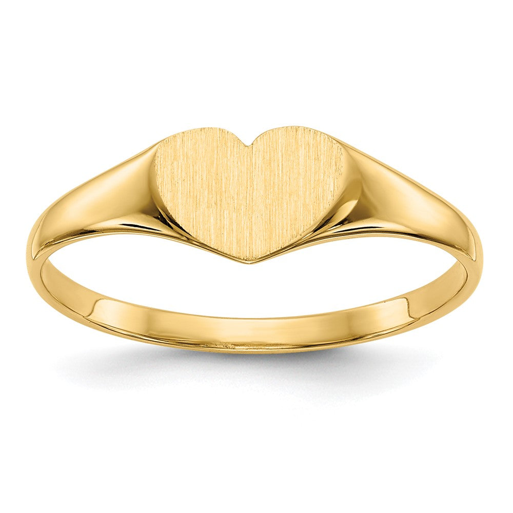 14K Gelbgold Siegelring mit geschlossenem Boden, herzförmig, 6,0x7,5mm