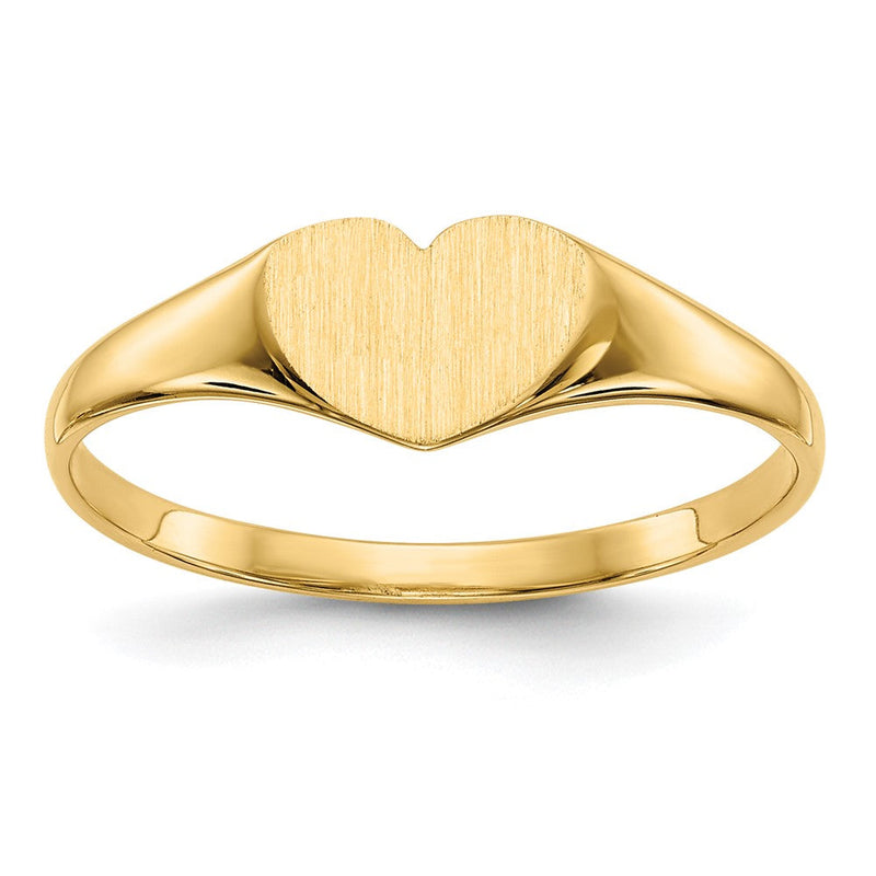 14K Gelbgold Siegelring mit geschlossenem Boden, herzförmig, 6,0x7,5mm