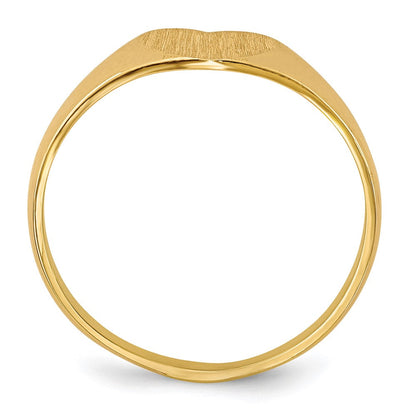 14K Gelbgold Siegelring mit geschlossener Rückseite, Herz, 6,5 x 8,0 mm