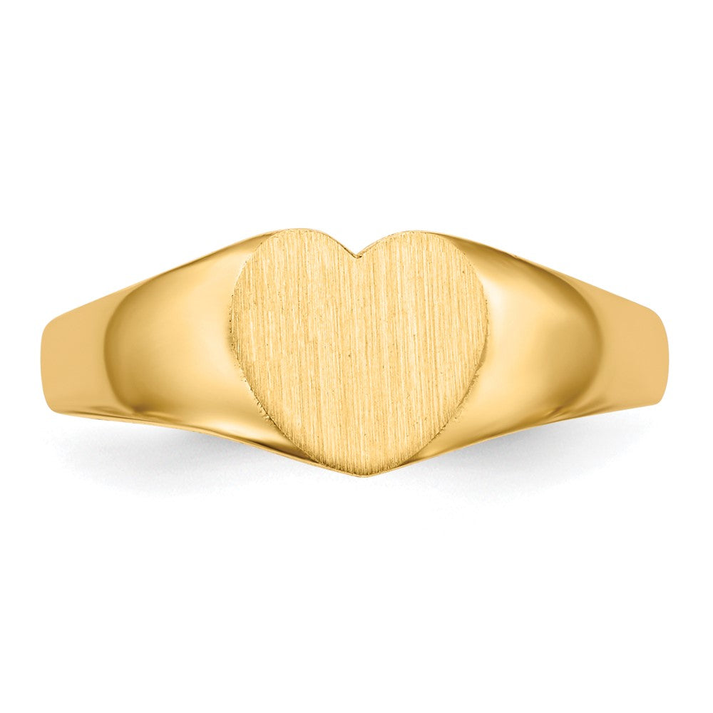 14K Gelbgold Siegelring mit geschlossener Rückseite, Herz, 6,5 x 8,0 mm