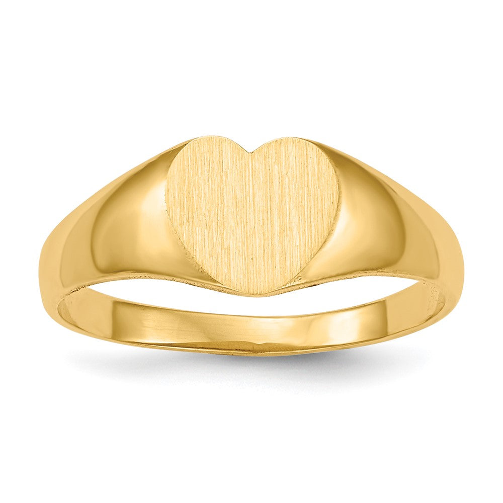 14K Gelbgold Siegelring mit geschlossener Rückseite, Herz, 6,5 x 8,0 mm