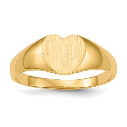 14K Gelbgold Siegelring mit geschlossener Rückseite, Herz, 6,5 x 8,0 mm
