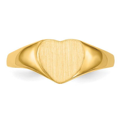 14K Gelbgold Siegelring mit geschlossener Rückseite, 7,5x8,5 mm, Herz