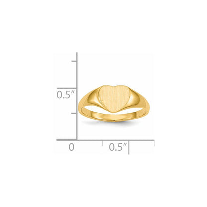 14K Gelbgold Siegelring mit geschlossener Rückseite, 7,5x8,5 mm, Herz