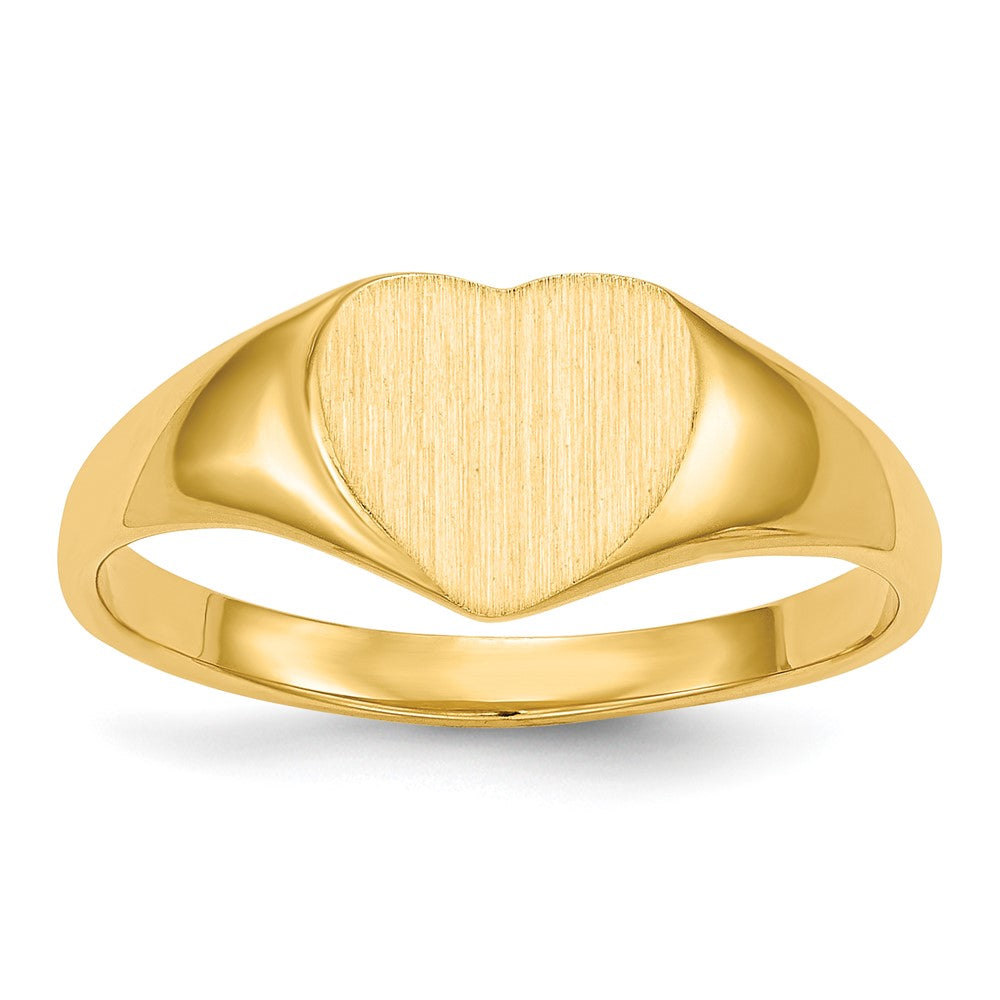 14K Gelbgold Siegelring mit geschlossener Rückseite, 7,5x8,5 mm, Herz