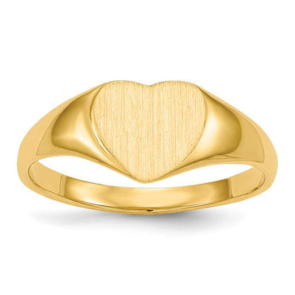 14K Gelbgold Siegelring mit geschlossener Rückseite, 7,5x8,5 mm, Herz