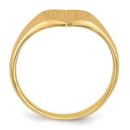 14K Gelbgold Siegelring mit geschlossener Rückseite, Herzform, 9,0x9,0mm