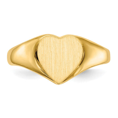 14K Gelbgold Siegelring mit geschlossener Rückseite, Herzform, 9,0x9,0mm