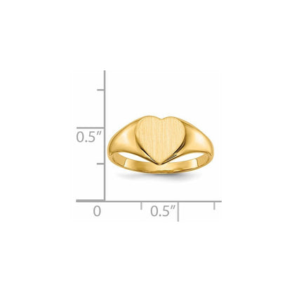 14K Gelbgold Siegelring mit geschlossener Rückseite, Herzform, 9,0x9,0mm