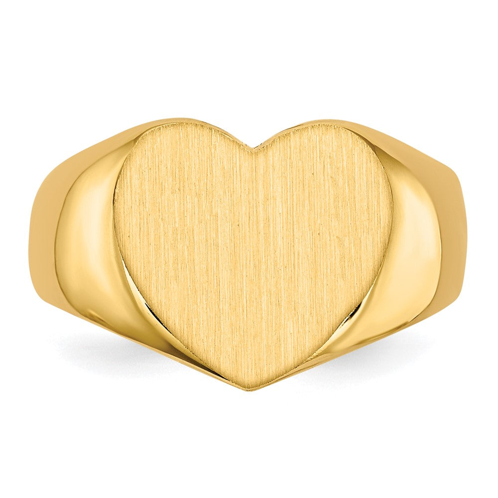 14K Gelbgold 11,5x12,5mm Herz-Siegelring mit geschlossener Rückseite