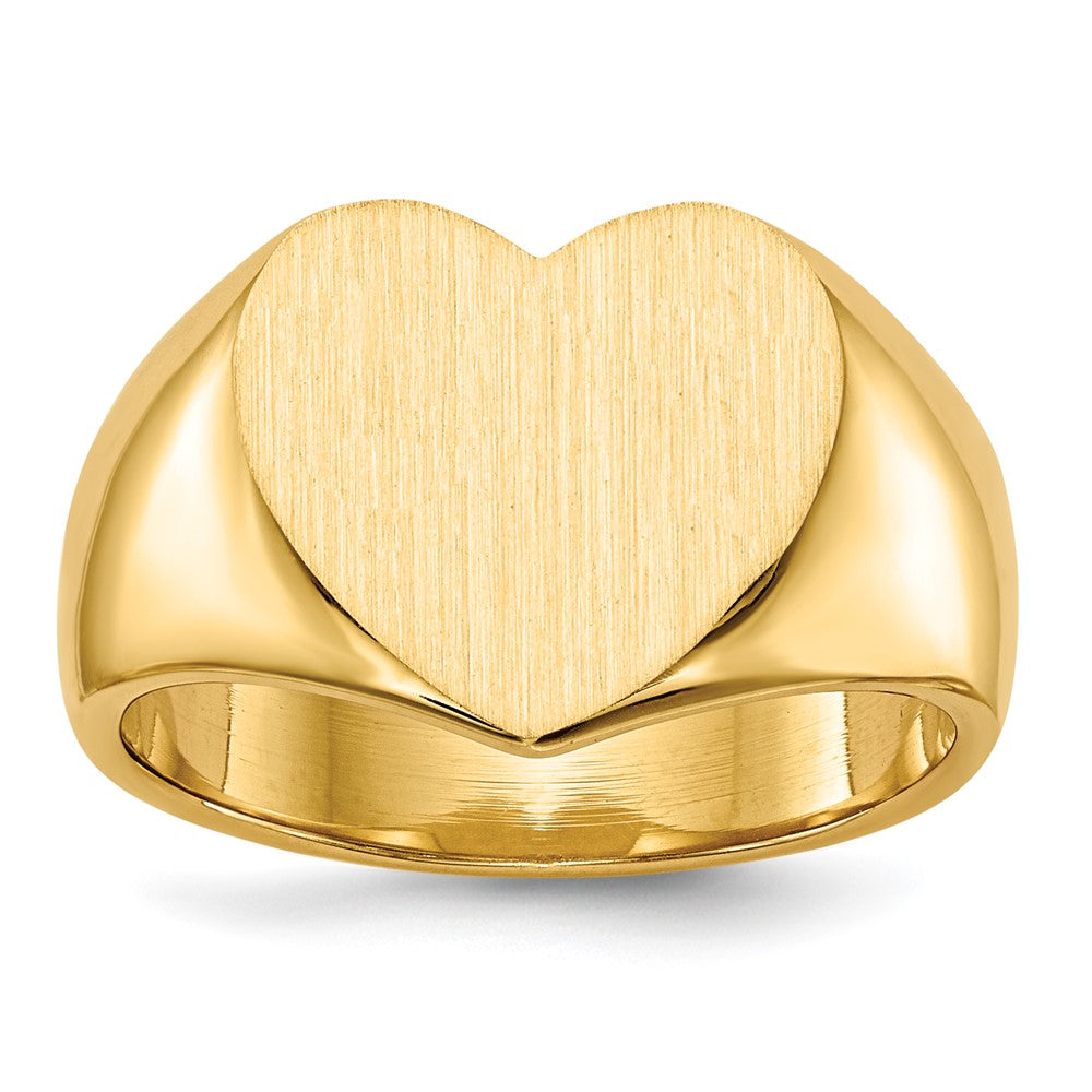 14K Gelbgold 11,5x12,5mm Herz-Siegelring mit geschlossener Rückseite