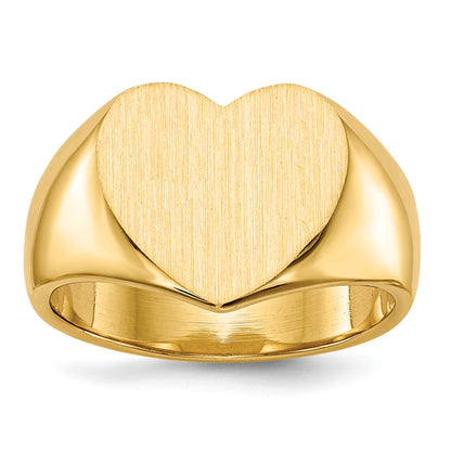 14K Gelbgold 11,5x12,5mm Herz-Siegelring mit geschlossener Rückseite