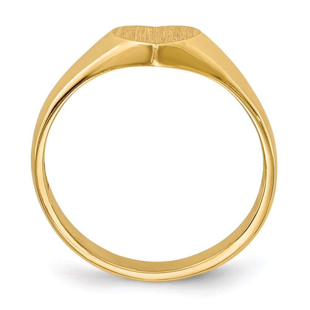 14K Gelbgold Siegelring in Herzform mit offener Fassung, 6,0 x 7,5 mm